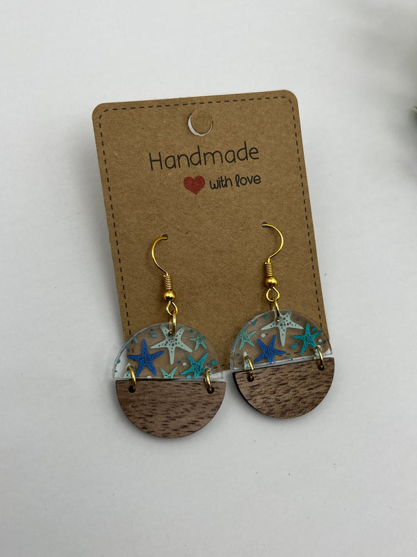 Starfish earrings acrylic earrings,starfish,beach jewelry,summer earrings, vacation dangles,starfish jewelry,island,cruise,gift for her