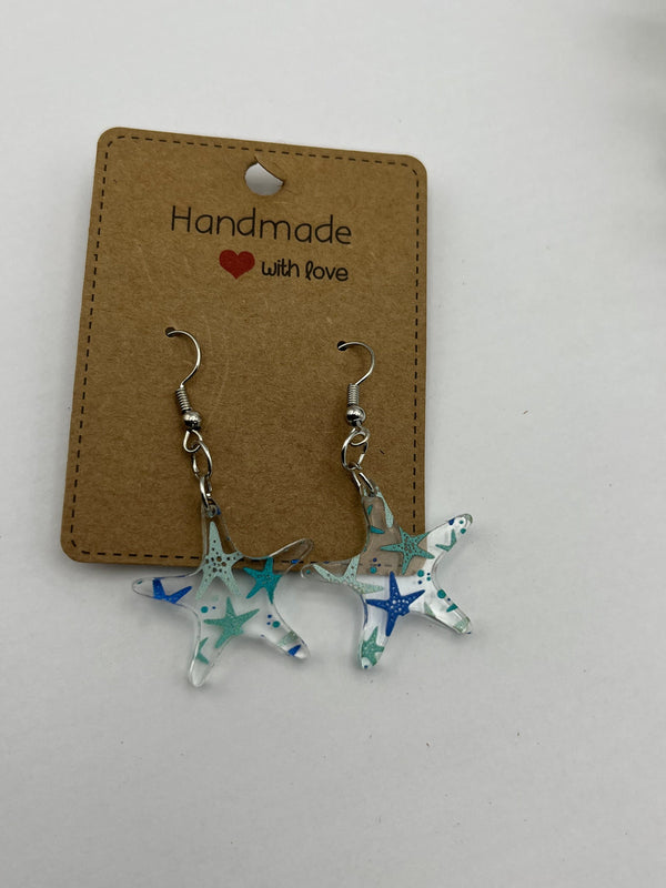 Mini Starfish earrings acrylic earrings,starfish,beach jewelry,summer earrings, vacation dangles,starfish jewelry,island,cruise,gift for her