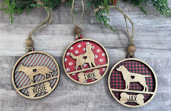 Dog breed layered wood ornament Christmas tree dog puppy customize personalized