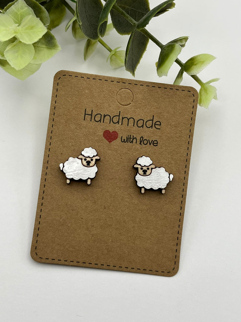Farm animal stud earrings cow pig sheep Hand painted  quality hypoallergenic gift for her cow lover farmer