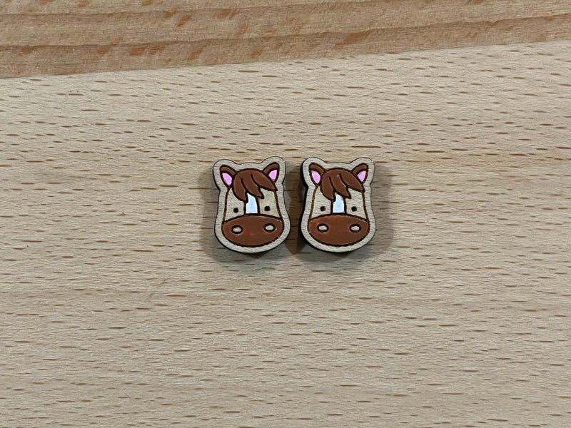 Farm animal stud earrings cow pig sheep duck chicken horse Hand painted  quality hypoallergenic gift for her cow lover farmer