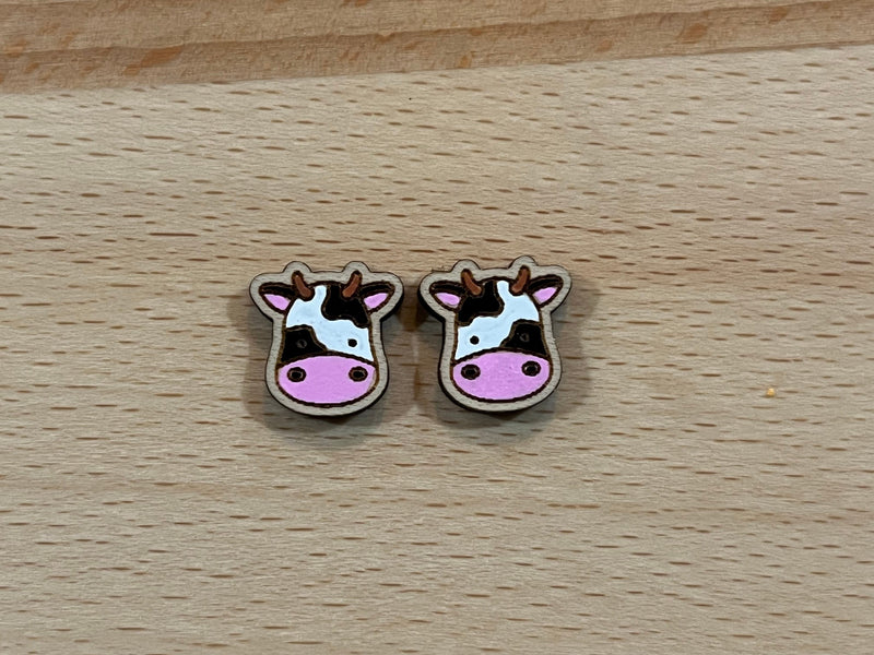 Farm animal stud earrings cow pig sheep duck chicken horse Hand painted  quality hypoallergenic gift for her cow lover farmer