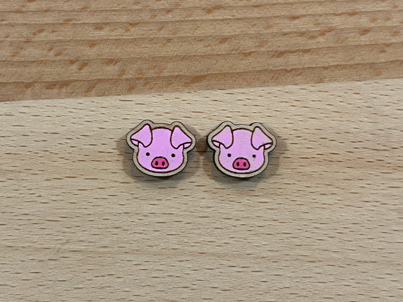 Farm animal stud earrings cow pig sheep duck chicken horse Hand painted  quality hypoallergenic gift for her cow lover farmer