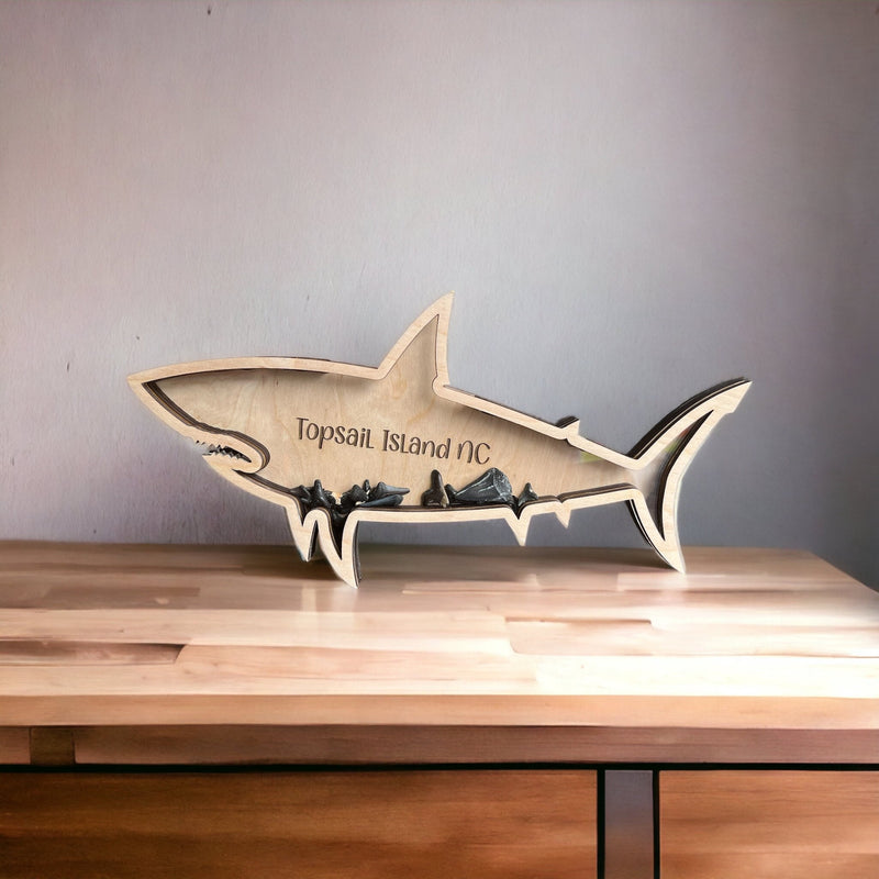Shark teeth Shadow box for shark teeth, beach glass, agates, crystals sea glass sand. Shark tooth Display!