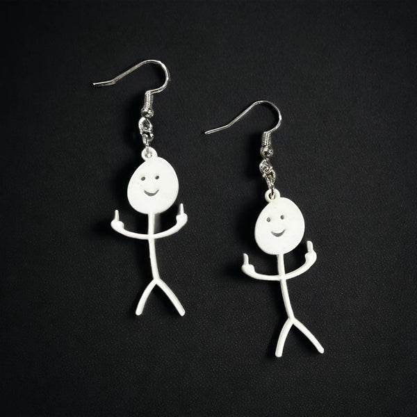Middle Finger Stick Figure acrylic dangle earrings  Gift for her hypoallergenic unique earrings drop boho minimalist jewelry