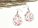 Flamingo Beach dangle earrings vacation gift for her lightweight hypoallergenic