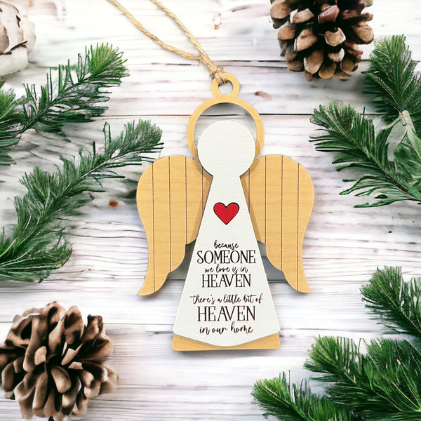 Because someone we love is in heaven there is a little bit of heaven in our home ornament car charm Christmas memorial loss gift