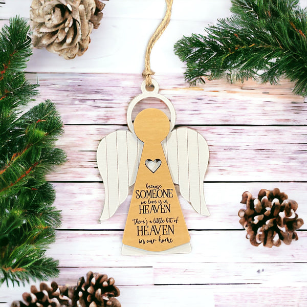 Because someone we love is in heaven there is a little bit of heaven in our home ornament car charm Christmas memorial loss gift