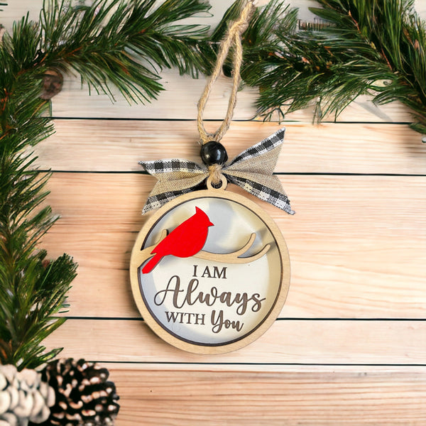 I am  always with you Cardinal memorial Christmas ornament red bird