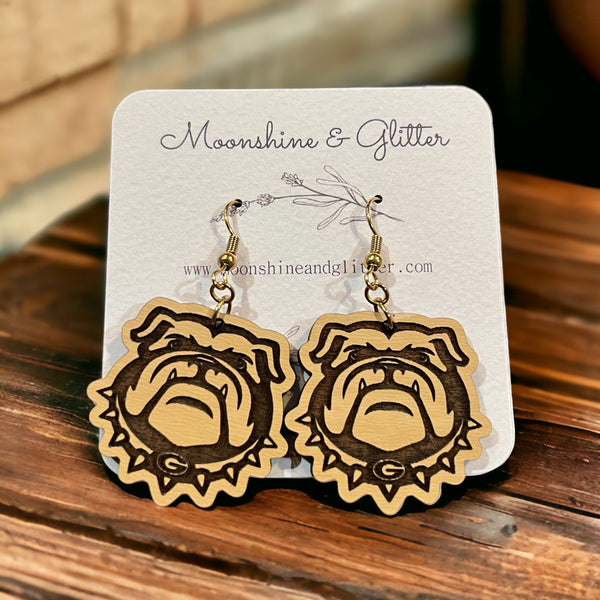Georgia university bulldogs dangle earrings   College gift for her