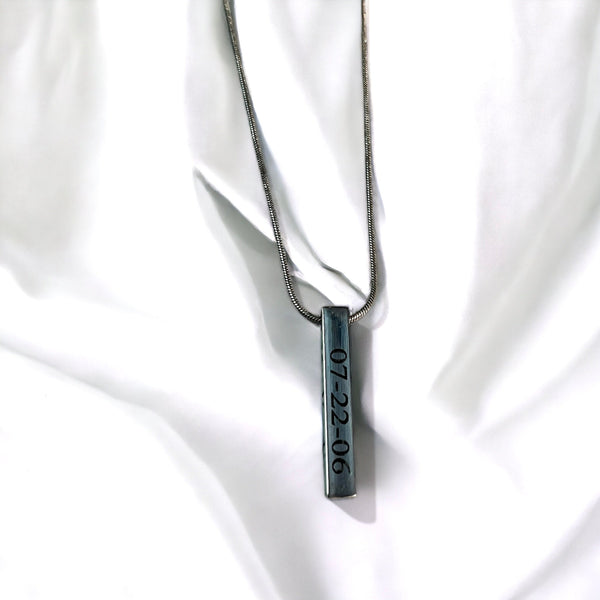 Sterling silver bar necklace customized engrave gift for her