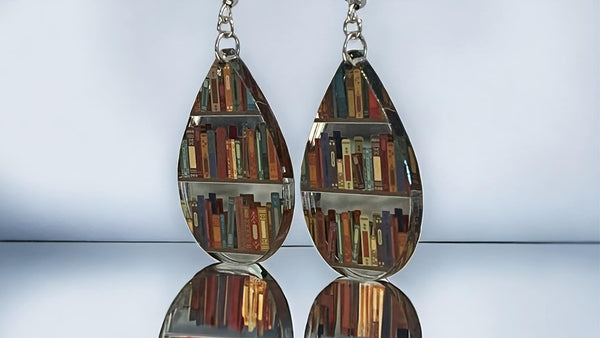 Book earrings, Earrings for book lovers, Jewelry gift for book enthusiasts, Librarian dangle earrings, Lightweight teardrop hypoallergenic