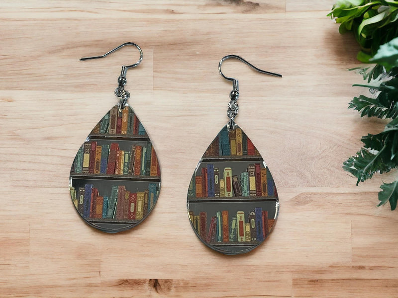 Book earrings, Earrings for book lovers, Jewelry gift for book enthusiasts, Librarian dangle earrings, Lightweight teardrop hypoallergenic