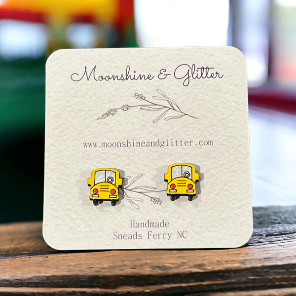 School Bus Hypoallergenic Stud Earrings - Back to School Fashion teacher bus driver last day gift