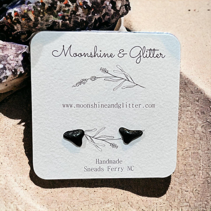 Genuine Shark Tooth Stud Earrings - Straight from Topsail Island, NC - Unique and Hypoallergenic shark teeth beach vacation