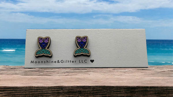 Mermaid tail stud earrings Beach Vacation Ocean fun jewelry