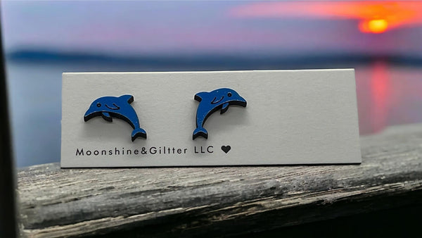 Dolphin stud earrings Beach Vacation Ocean stud earrings  fun jewelry