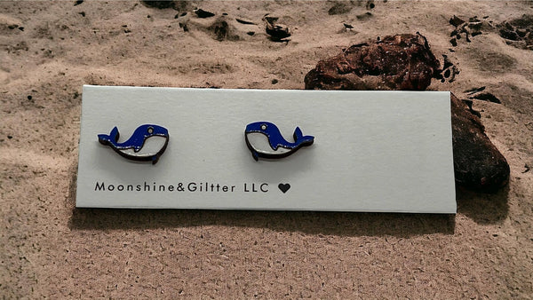 Whale stud earrings Beach Vacation Ocean stud earrings  fun jewelry