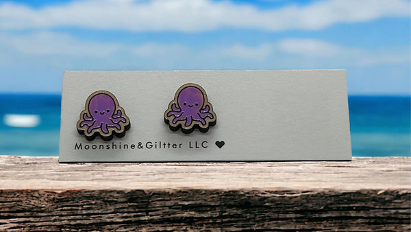 Sea life earrings octopus studs marine life Beach vacation jewelry