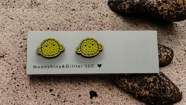 Puffer fish stud earrings Beach Vacation Ocean stud earrings seafood fun jewelry