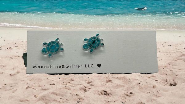Sea turtle stud earrings Beach Vacation Ocean stud earrings  fun jewelry