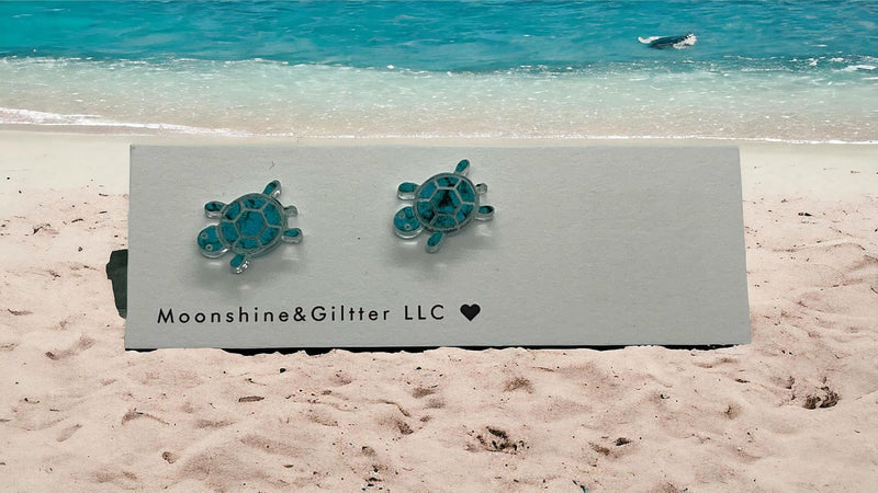 Sea turtle stud earrings Beach Vacation Ocean stud earrings  fun jewelry