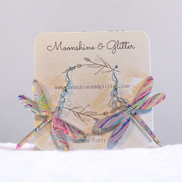 Dragonfly earrings clear acrylic gift hypoallergenic sensitive ears