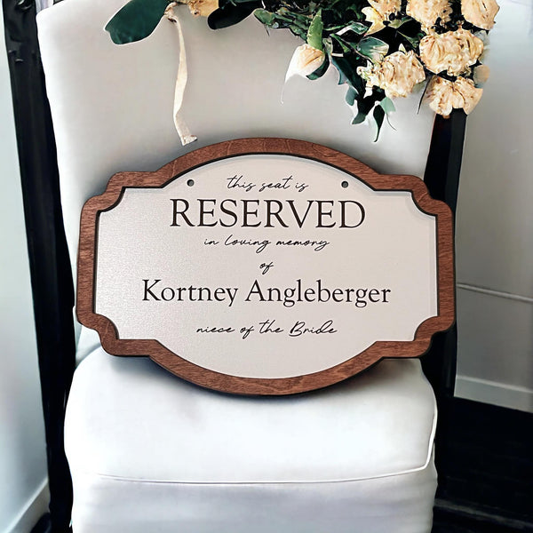 Personalized Memorial Sign Reserved In Memory Of Name Celebrating With Us In Heaven Wedding Seat Save a seat Memorial In loving memory