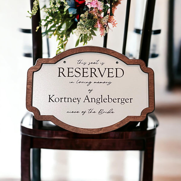 Personalized Memorial Sign Reserved In Memory Of Name Celebrating With Us In Heaven Wedding Seat Save a seat Memorial In loving memory