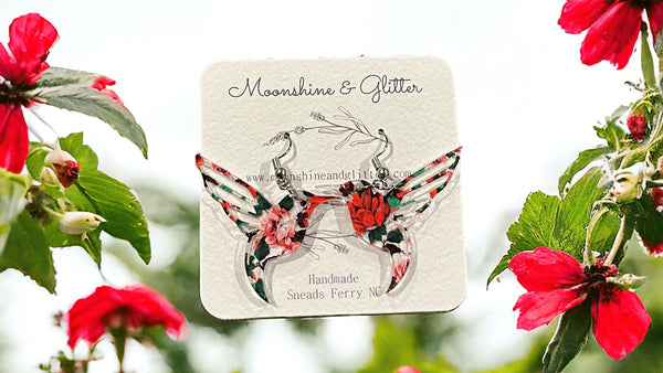 Hummingbird earrings clear acrylic gift hypoallergenic sensitive ears