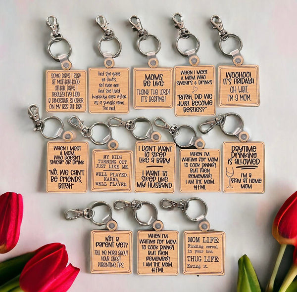 Mother's Day Gift Ideas, Funny Keychain, Dainty Keyring, Wood Keychain, Sister Gift, Best Friend Gift, New Mom, Babyshower gift