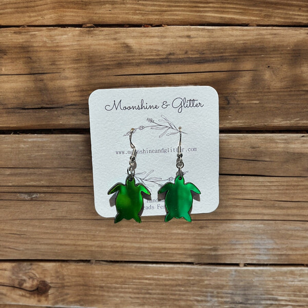 Sea turtle earrings dangle beach jewelry ocean beach sea animal sensitive ears 1.5” in length lightweight hypoallergenic acrylic