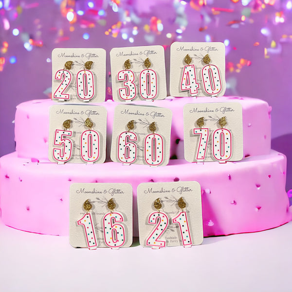 Birthday candle dangle earrings age birthday party celebration gift hypoallergenic fun dangle earrings