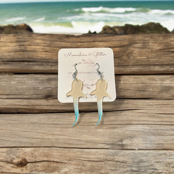 Nurse Shark earrings dangle beach jewelry ocean beach sea animal sensitive ears 1.5” in length lightweight hypoallergenic gray acrylic