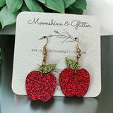 Back to school Apple Glitter Dangle Earrings | Back to School Teacher Gift | Hypoallergenic Jewelry