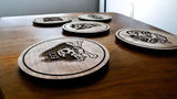 Custom Coaster Set, Personalized Coaster Set of 4 Round coasters, Housewarming Gift, Monogram Coasters Wedding Gift Sports Team