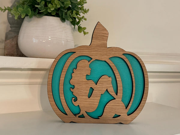 Beach Theme Mermaid Fall Pumpkin - Ocean Beach House Decor Halloween