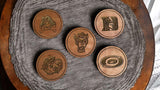 Custom Coaster Set, Personalized Coaster Set of 4 Round coasters, Housewarming Gift, Monogram Coasters Wedding Gift Sports Team