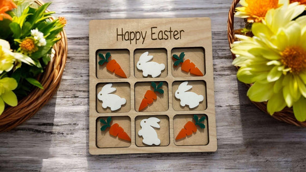 Personalized Easter Tic Tac Toe Bunny and Eggs - Easter Basket Stuffer For Kids - Easter Gift Basket - Kids Baby Toddler Basket Stuffer