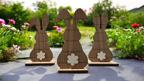 6" Wooden Shiplap Bunny Shelf Sitter - Easter Bunny Home Decor