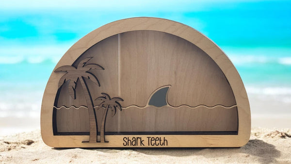 Shark Tooth Shadow Box - Beach Treasure Display for Teeth, Shells, Rocks, or Sand beach vacation  home decor beach house gift Customize
