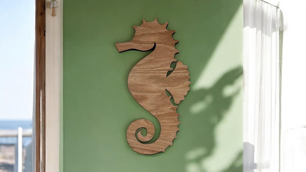 Coastal Wood Seahorse Wall Décor – Beach House Wall Art in Multiple Sizes