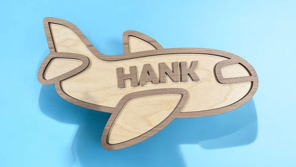Personalized Wooden Layered Airplane Nursery Wall Decor – Custom Name | Multiple Sizes Available