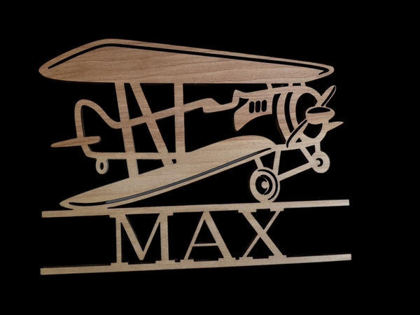 Personalized Wooden Airplane Name Cutout – Custom Nursery Wall Decor | Multiple Sizes Available