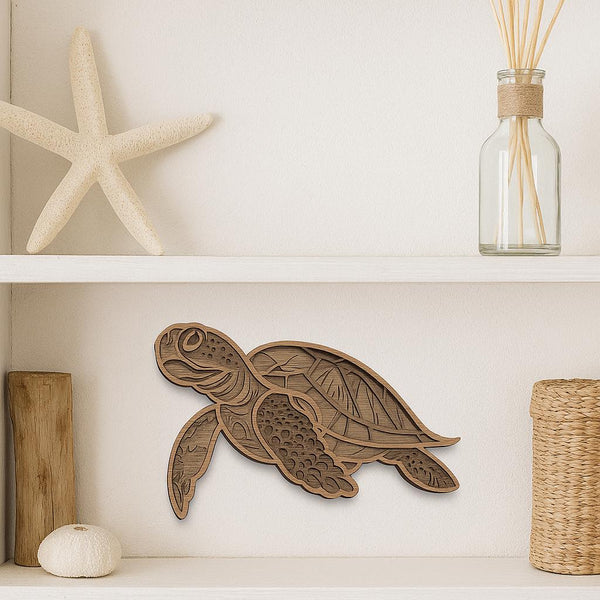 Sea Turtle Layered wood wall art Layered Wooden Sea Turtle  – 4-Layer Ocean Decor | Handmade & Unique Beach House