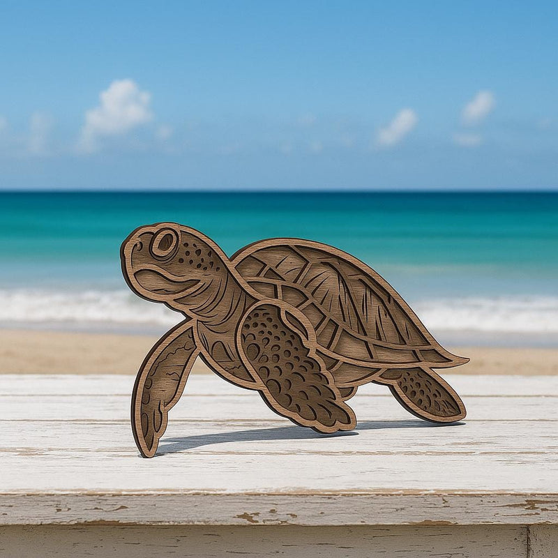 Sea Turtle Layered wood wall art Layered Wooden Sea Turtle  – 4-Layer Ocean Decor | Handmade & Unique Beach House