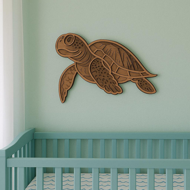 Sea Turtle Layered wood wall art Layered Wooden Sea Turtle  – 4-Layer Ocean Decor | Handmade & Unique Beach House