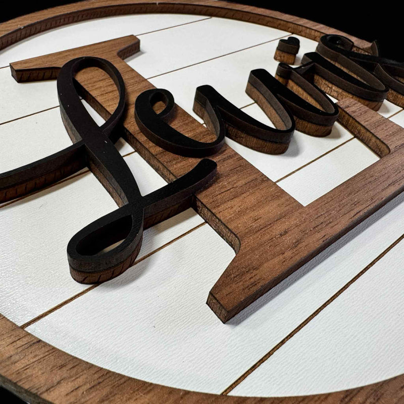 Personalized Monogram Wood Layered Sign – 3D Family Name Round – Rustic Farmhouse Decor – With or Without Greenery & Bow – Multiple Sizes
