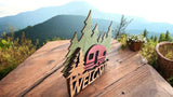 Rustic Camper Welcome Sign | Layered Wood Camping Decor | Handcrafted RV Welcome Sign | Forest & Campfire Wall Art | Cabin Porch Sign