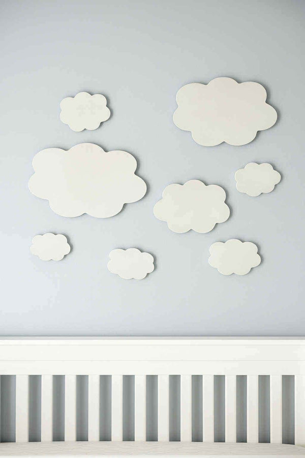 Cloud Wall Decals, Set of 7 Fluffy Clouds, Wood Clouds for Nursery Classroom or Playroom, Great for boho bedroom decor